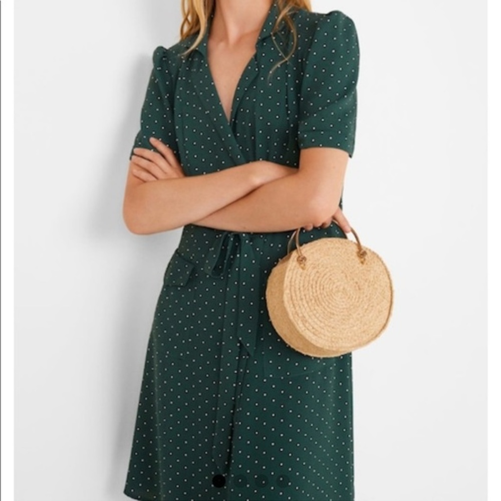 NWT MANGO CANDELA  DAY DRESS DARK GREEN